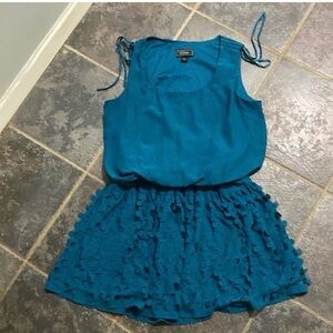 Dressbarn Collection Teal Tie-Shoulder Textured Skirt Dress Women’s Size 12